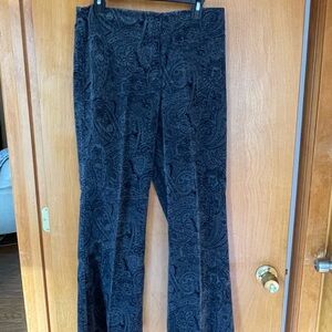 Ladies dark gray & black Paisley corduroy pants